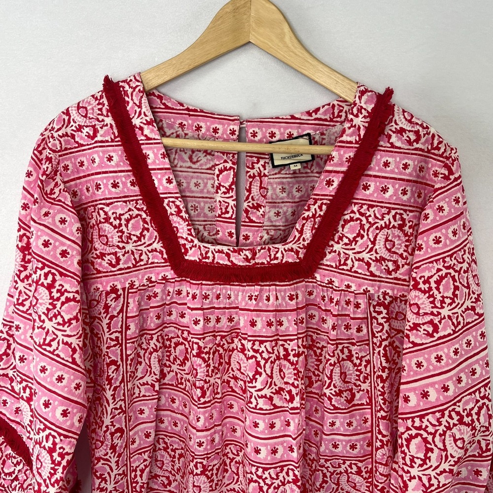 Tuckernuck Dress Pink City Prints Candy Daisy Rah Rah Mini Fringe Block Print M - Picture 3 of 16